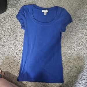 Kenar Blue Fitted Cap Sleeve T-Shirt